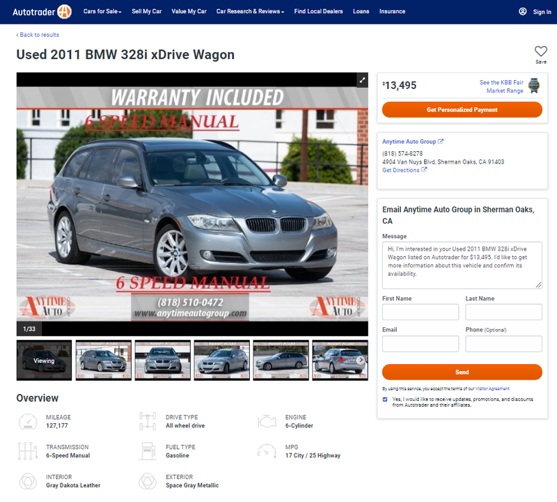 Illustration for article titled Who has got $13.5k lying around and needs a manual E91?